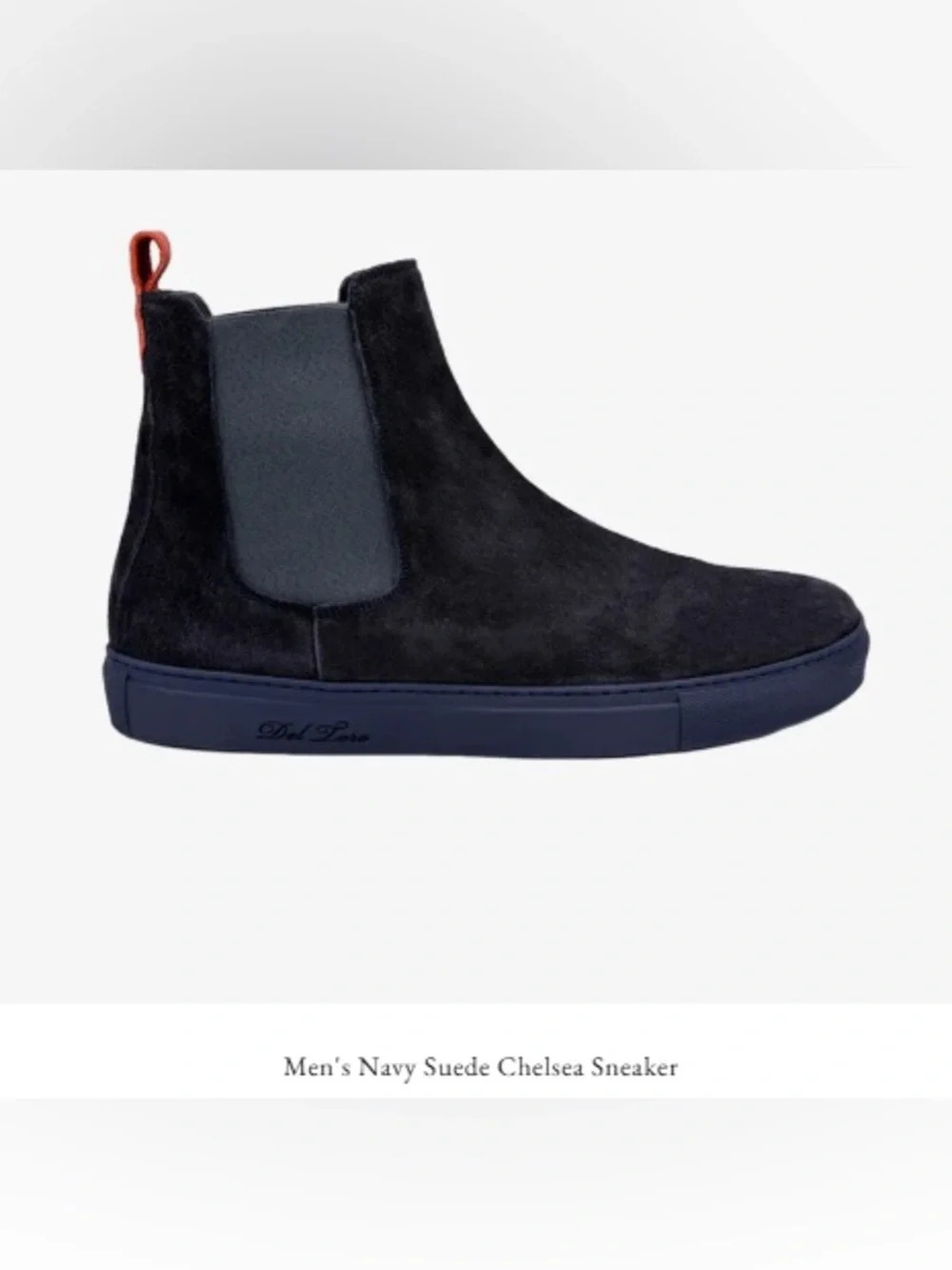 Del Toro Men’s Navy Suede Chelsea Sneaker Size 9 Made in Italy Margom
